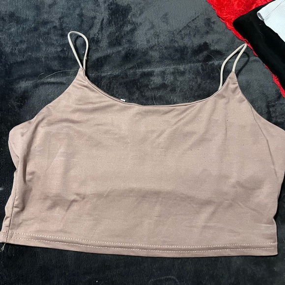 cropped light brown tank top. size medium - Picture 1 of 3